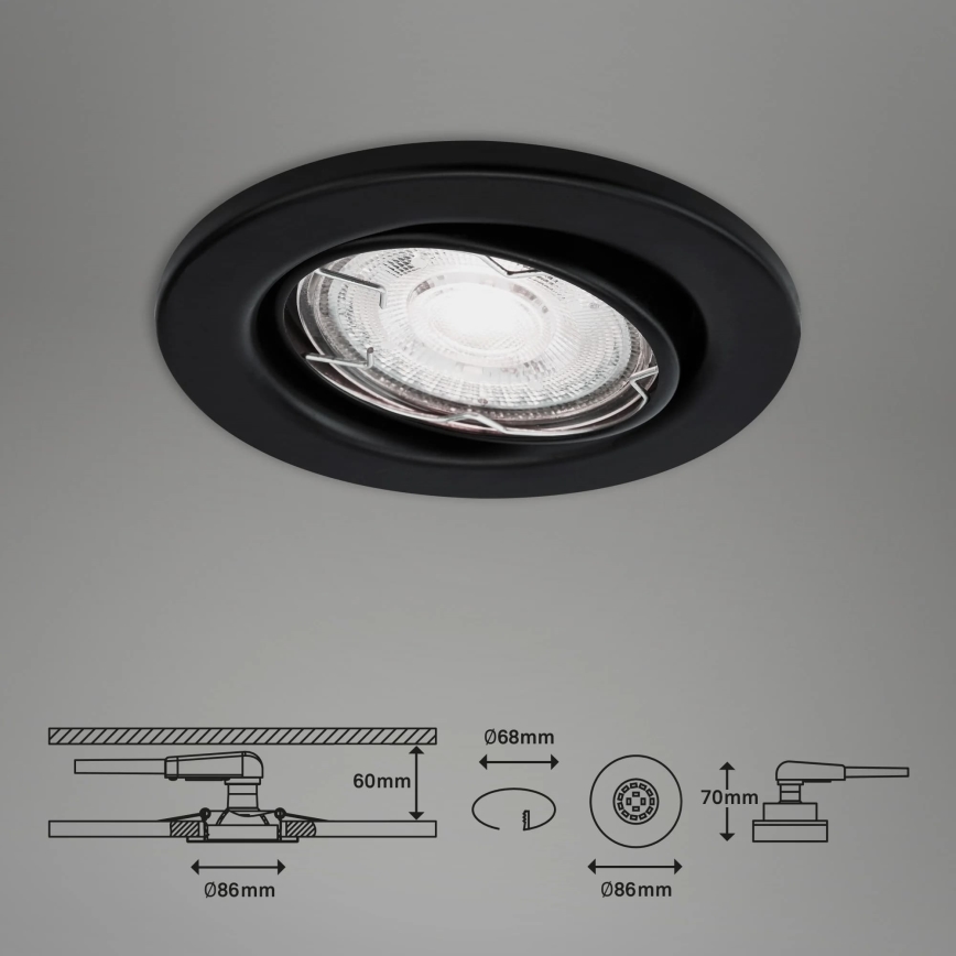 Brilo - Komplet 3x LED ugradnih kupatilskih svetala 1x GU10/5W/230V IP23 crna