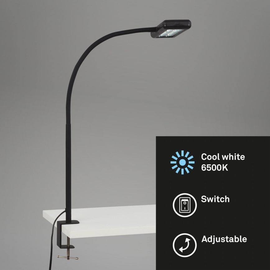 Brilo - LED fleksibilna stona lampa sa stezaljkom TRASNA LED/7,5W/230V crna