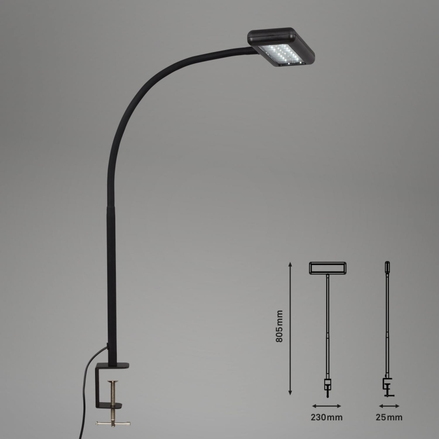 Brilo - LED fleksibilna stona lampa sa stezaljkom TRASNA LED/7,5W/230V crna
