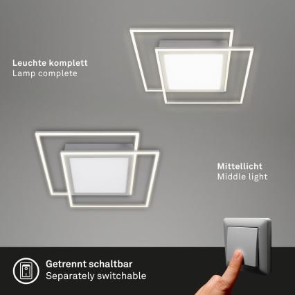 Brilo - LED plafonsko svetlo 2xLED/16W/230V + LED/19W 51,5x51,5 cm 3000K mat hrom