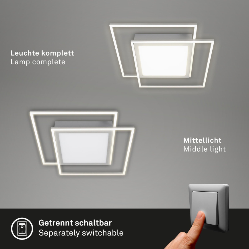 Brilo - LED plafonsko svetlo 2xLED/16W/230V + LED/19W 51,5x51,5 cm 3000K mat hrom
