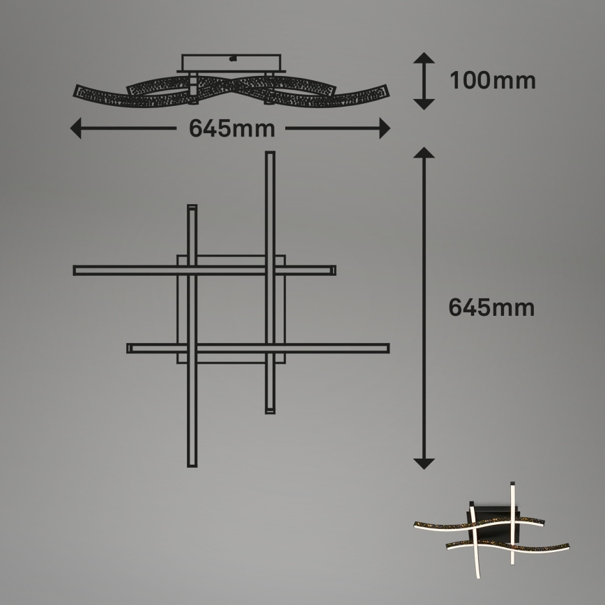 Brilo - LED plafonski luster REY 4xLED/6W/230V crna