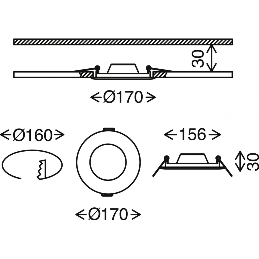 Brilo - LED prigušiva kupatilska ugradna plafonska svetiljka FLAT LED/12W/230V IP44