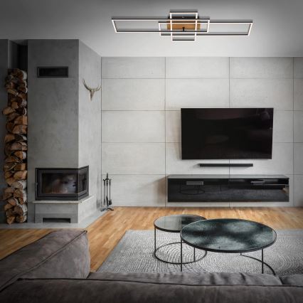 Brilo - LED prigušiva plafonski luster FRAME LED/51W/230V 2700-5000K crna/smeđa + daljinski upravljač