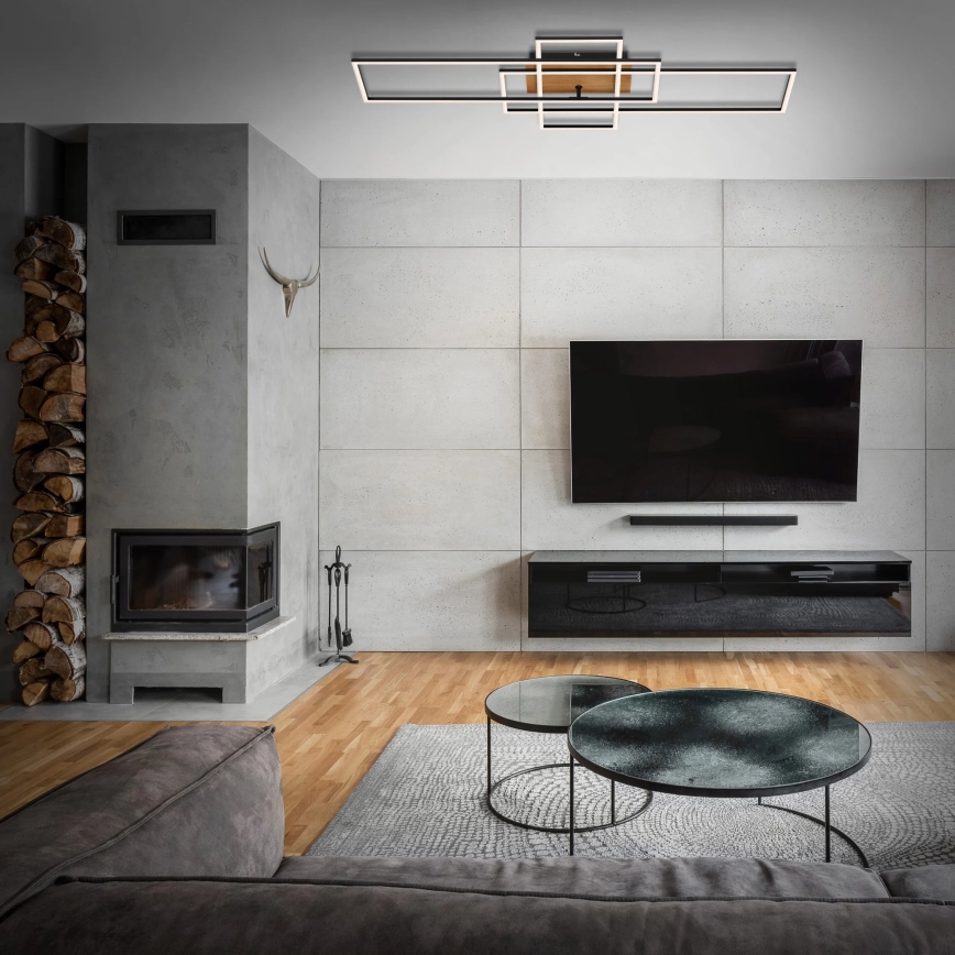 Brilo - LED prigušiva plafonski luster FRAME LED/51W/230V 2700-5000K crna/smeđa + daljinski upravljač
