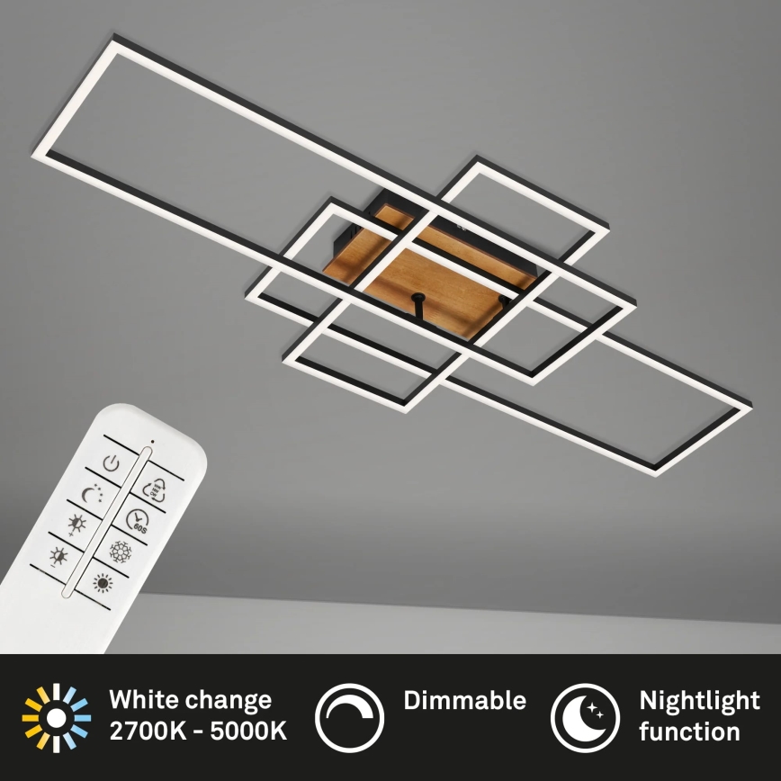 Brilo - LED prigušiva plafonski luster FRAME LED/51W/230V 2700-5000K crna/smeđa + daljinski upravljač
