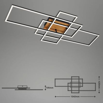 Brilo - LED prigušiva plafonski luster FRAME LED/51W/230V 2700-5000K crna/smeđa + daljinski upravljač