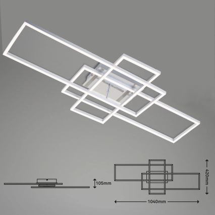 Brilo - LED prigušiva plafonska lampa FRAME LED/51W/230V 2700-5000K mat hrom + daljinski upravljač