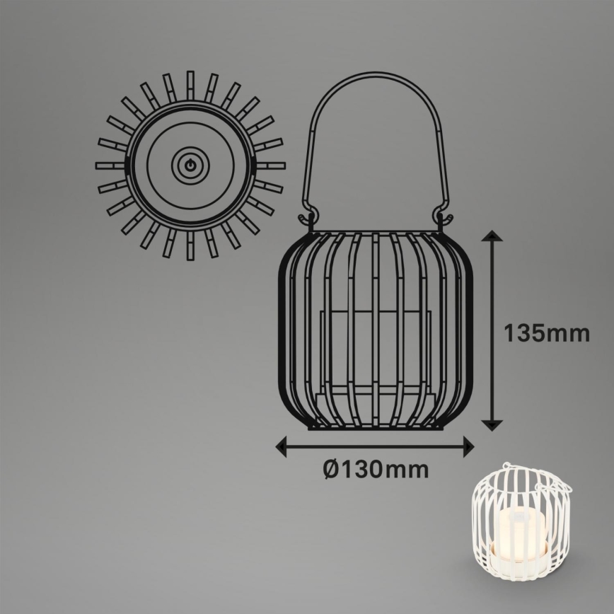 Brilo - LED prigušiva punjiva spoljašnja stona lampa LED/2W/5V IP44 bela