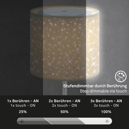 Brilo - LED prigušiva punjiva spoljna stona lampa LOLE LED/3W/5V 2000mAh IP44 srebrna/bež