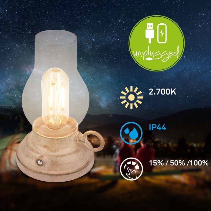 Brilo - LED prigušiva spoljašnja punjiva stona lampa KANEA LED/1,5W/5V IP44 1200 mAh bež