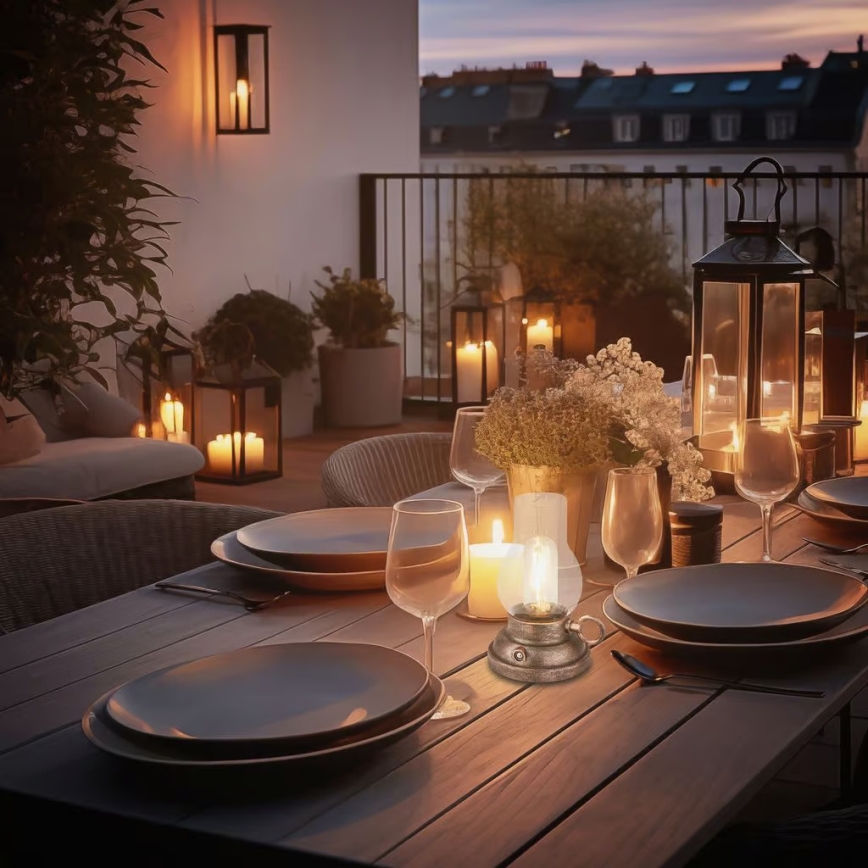 Brilo - LED prigušiva spoljašnja punjiva stona lampa KANEA LED/1,5W/5V IP44 1200 mAh bronzana