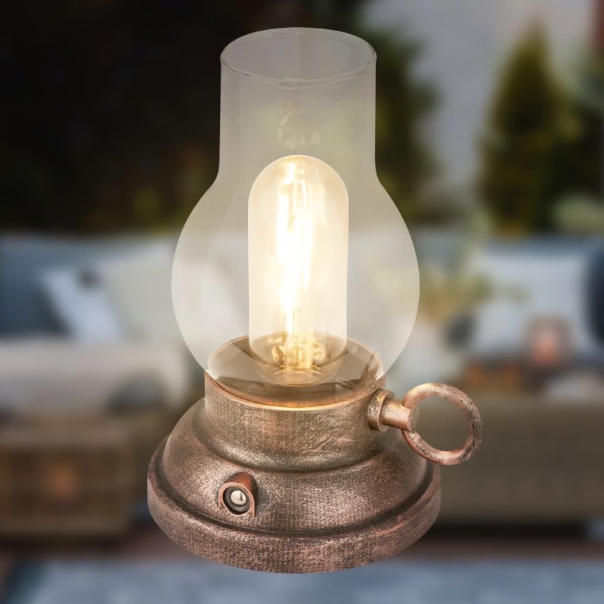 Brilo - LED prigušiva spoljašnja punjiva stona lampa KANEA LED/1,5W/5V IP44 1200 mAh bronzana