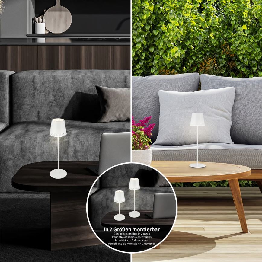 Brilo - LED prigušiva punjiva dodirna spoljašnja stona lampa KIKI LED/2,6W/5V IP44 2600 mAh bela