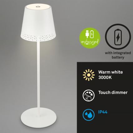 Brilo - LED prigušiva punjiva dodirna spoljašnja stona lampa KIKI LED/2,6W/5V IP44 2600 mAh bela