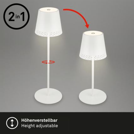 Brilo - LED prigušiva punjiva dodirna spoljašnja stona lampa KIKI LED/2,6W/5V IP44 2600 mAh bela