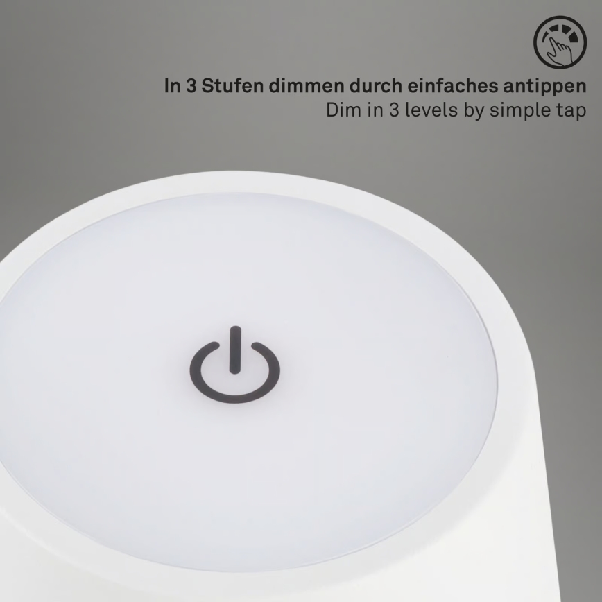 Brilo - LED prigušiva punjiva dodirna spoljašnja stona lampa KIKI LED/2,6W/5V IP44 2600 mAh bela