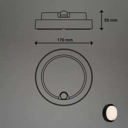 Brilo - Punjivo LED spoljašnje zidno svetlo sa LED senzorom/4W/5V 4400 mAh IP44 crna