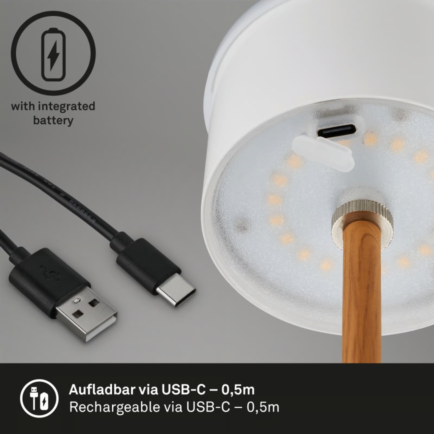 Brilo - LED prigušiva punjiva stona lampa na dodir za spoljašnju upotrebu KIKI LED/2,6W/5V IP44 2600 mAh crna