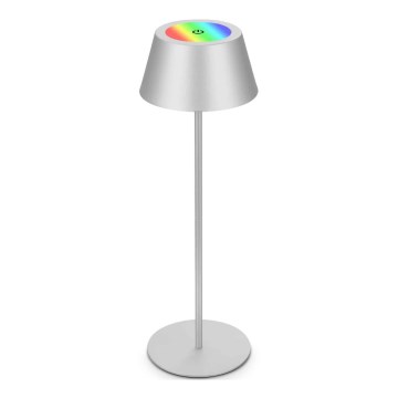 Brilo - LED RGB prigušiva punjiva stona lampa na dodir za spoljašnju upotrebu KIKI LED/2,6W/5V IP44 2600 mAh srebrna