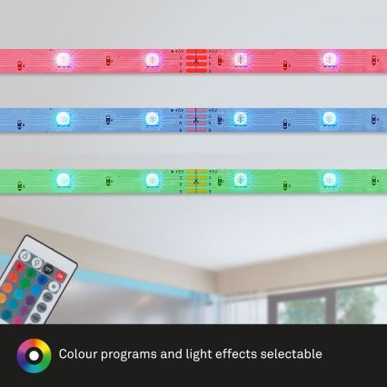 Brilo - LED RGB prigušiva traka 6,6m LED/6W/USB + daljinski upravljač