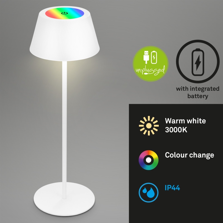 Brilo - LED RGB prigušiva punjiva dodirna spoljašnja stona lampa KIKI LED/2,6W/5V IP44 2600 mAh bela