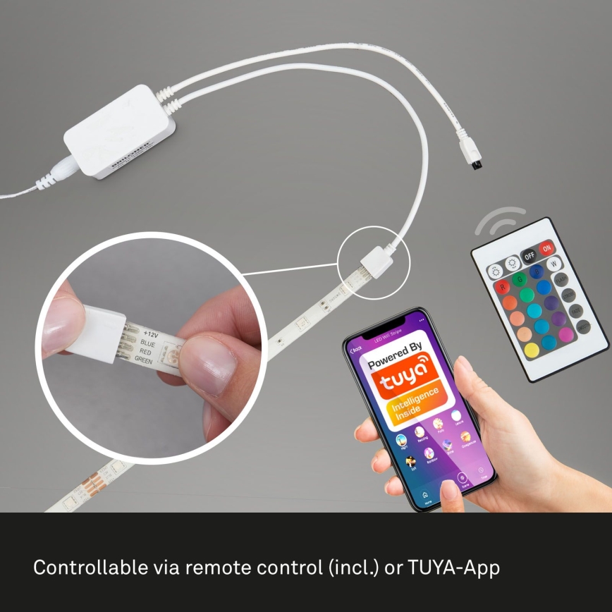 Brilo - LED RGBW prigušiva traka 6,5m LED/18W/230V Wi-Fi Tuya + daljinski upravljač