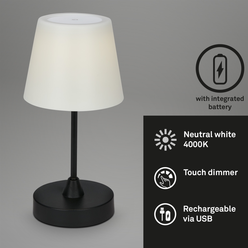 Brilo - LED spoljašnja prigušiva punjiva lampa LED/3W/5V IP44 2000 mAh