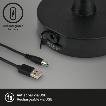 Brilo - LED spoljašnja prigušiva punjiva lampa LED/3W/5V IP44 2000 mAh