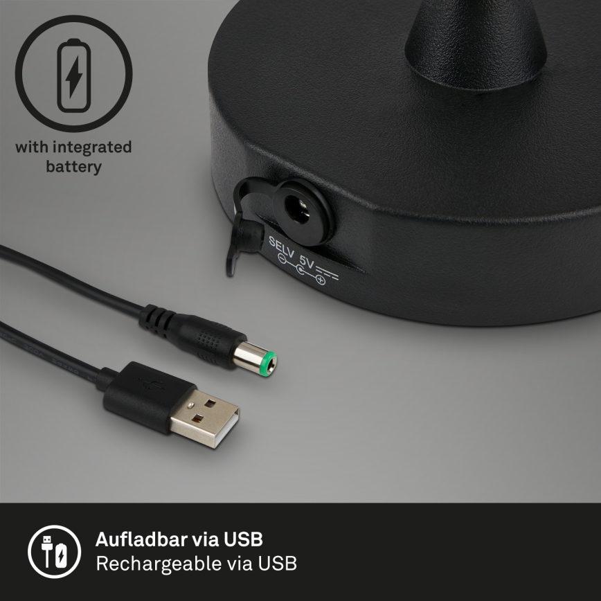 Brilo - LED spoljašnja prigušiva punjiva lampa LED/3W/5V IP44 2000 mAh