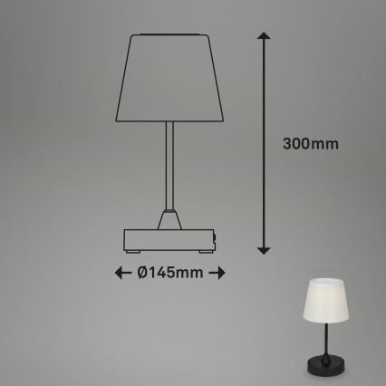 Brilo - LED spoljašnja prigušiva punjiva lampa LED/3W/5V IP44 2000 mAh