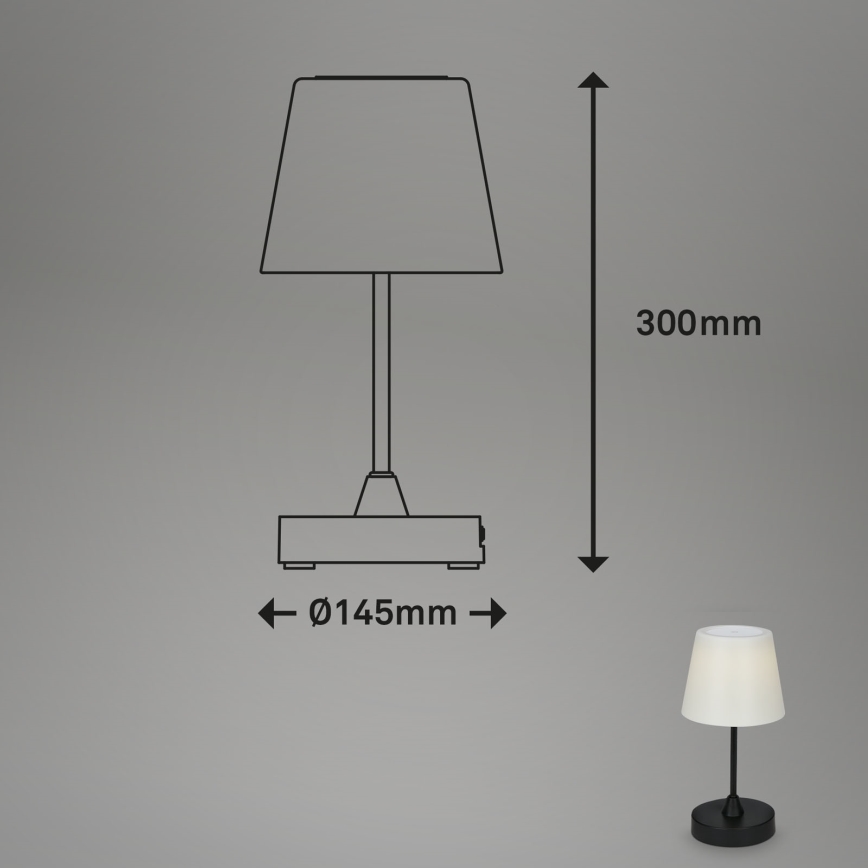 Brilo - LED spoljašnja prigušiva punjiva lampa LED/3W/5V IP44 2000 mAh