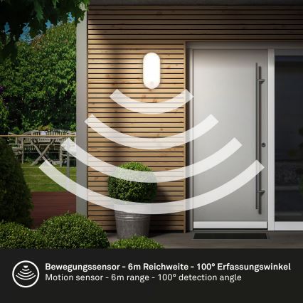 Brilo - LED spoljašnje zidno svetlo sa senzorom pokreta i sumraka RUCH LED/12W/230V IP65 bela