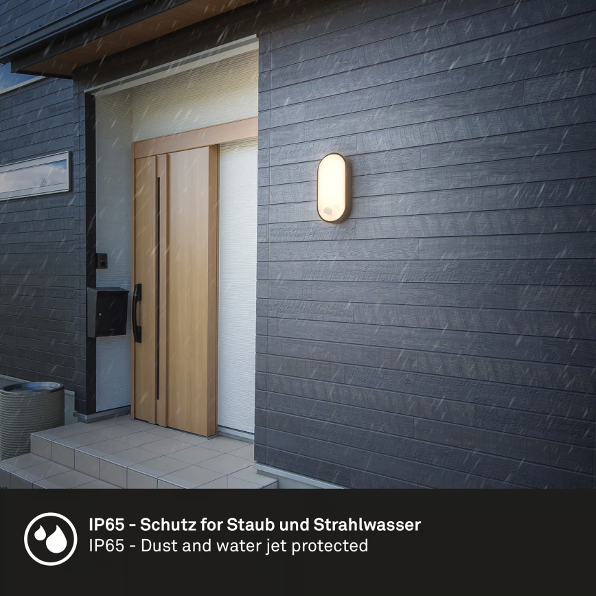 Brilo - LED spoljašnje zidno svetlo sa senzorom pokreta i sumraka RUCH LED/12W/230V IP65 crno