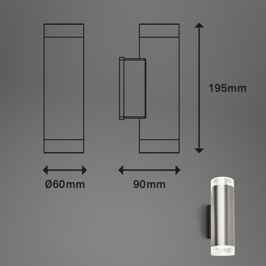 Brilo - LED spoljno zidno svetlo 2xGU10/4,7W/230V IP44 4000K matirani hrom