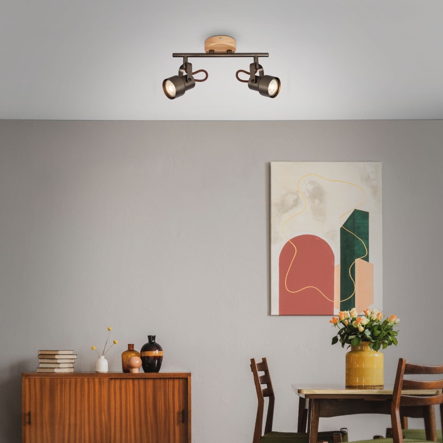 Brilo - LED spot svetlo TAHUN 2xGU10/5W/230V 3000K braon