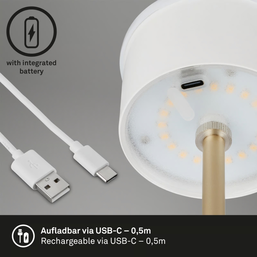 Brilo - LED prigušiva punjiva dodirna spoljašnja stona lampa KIKI LED/2,6W/5V IP44 2600 mAh braon