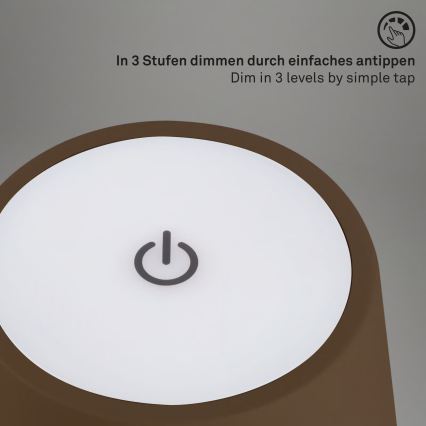 Brilo - LED prigušiva punjiva dodirna spoljašnja stona lampa KIKI LED/2,6W/5V IP44 2600 mAh braon
