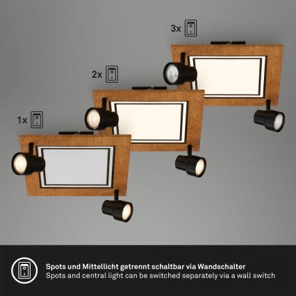 Brilo - LED stropna svetiljka LED/12W/230V + 2xGU10/9W 3000K