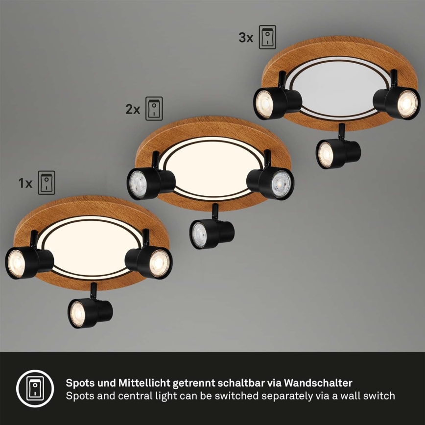 Brilo - LED stropna svetiljka LED/12W/230V + 3xGU10/9W 3000K