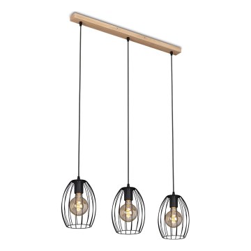 Brilo - Luster na lanku WAKTU 3xE27/60W/230V kaučukovo drvo
