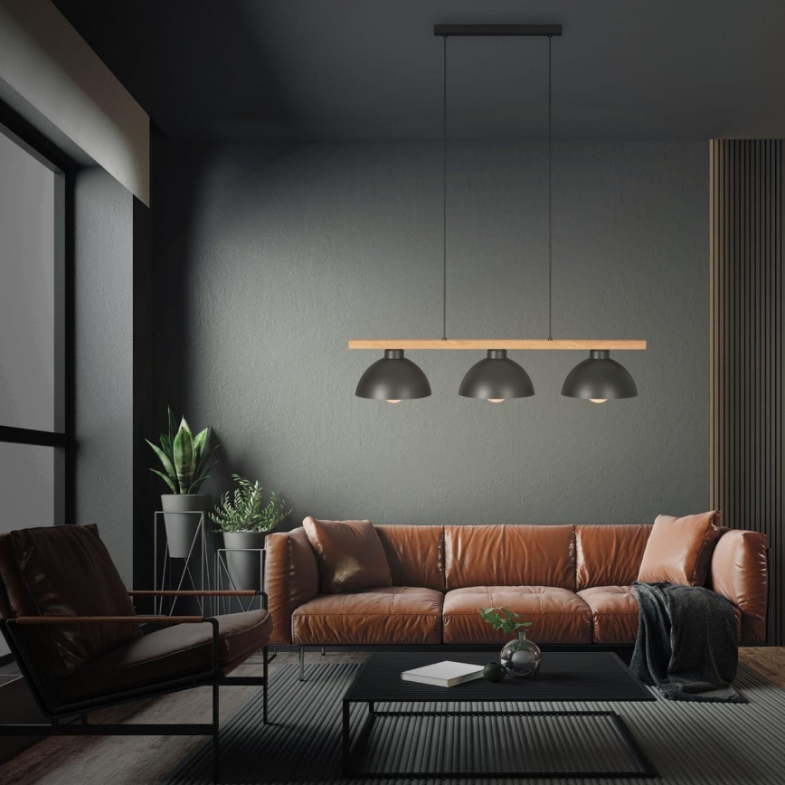 Brilo - Luster na sajli 3xE27/40W/230V kaučukovo drvo