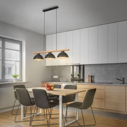 Brilo - Luster na sajli 3xE27/40W/230V kaučukovo drvo