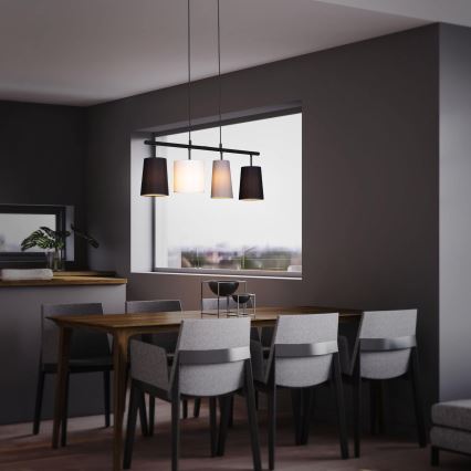 Brilo - Luster na sajli 4xE27/40W/230V crna/siva/bela