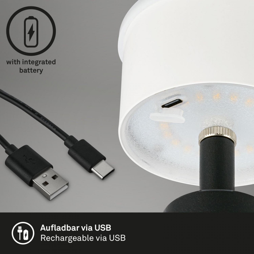 Brilo - prigušiva LED punjiva spoljna stona lampa LED/3,5W/5V IP44 crna