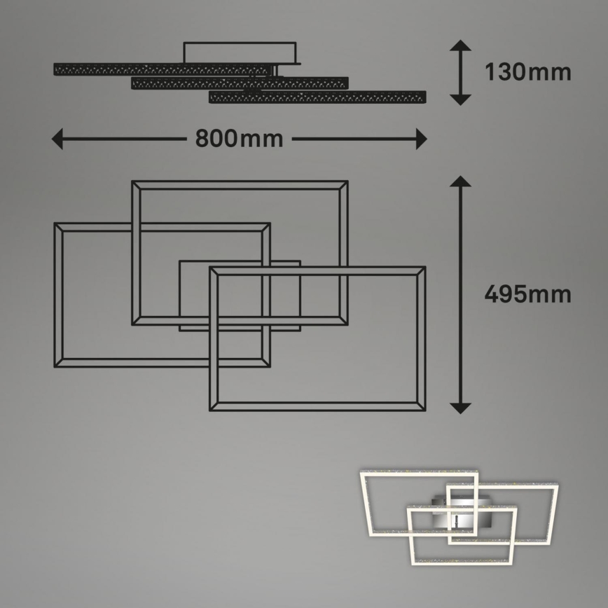 Brilo - prigušiva LED stropna svetiljka FRAME LED/57W/230V 3000K mat hrom