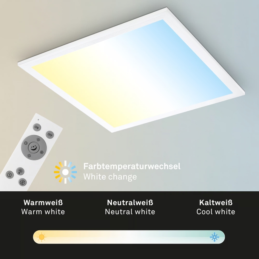 Brilo - LED prigušiva stropna svetiljka LED/21W/230V 3000-6500K 38x38 cm bela + daljinski upravljač