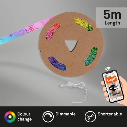Brilo - LED RGBW prigušiva traka MUSIC 6,6m LED/7,5W/USB Wi-Fi Tuya