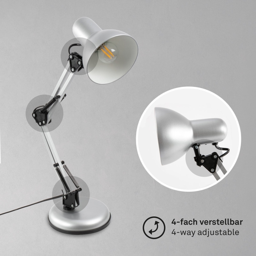 Brilo - Stona lampa PIXA 1xE14/25W/230V srebrna