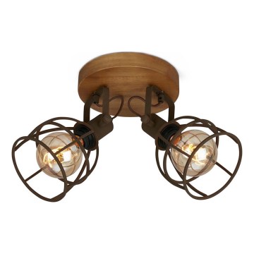 Brilo - VINTAGE reflektorsko svetlo 2xE27/25W/230V braon